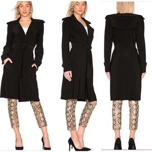 Norma Kamali Black Long Trench Coat size xs